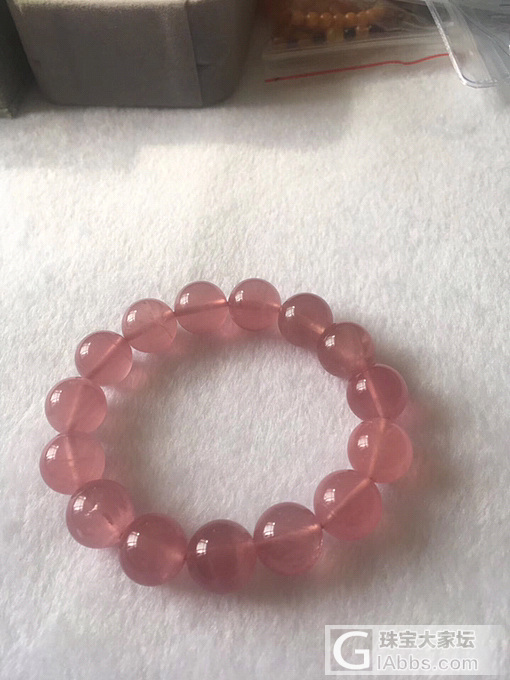 马粉手串_珠串粉晶