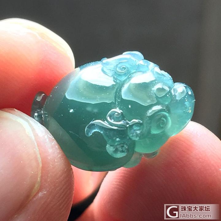 蓝水萌物龙龟抛光出水了_花件翡翠