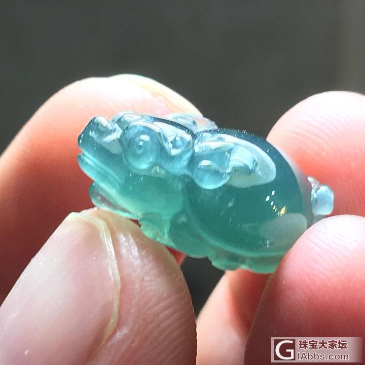 蓝水萌物龙龟抛光出水了_花件翡翠