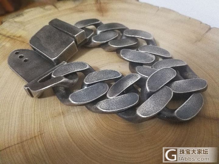 王朝手作纯银手工手链复古财部机车坦克朋克 男 s999 足银_金工手链银