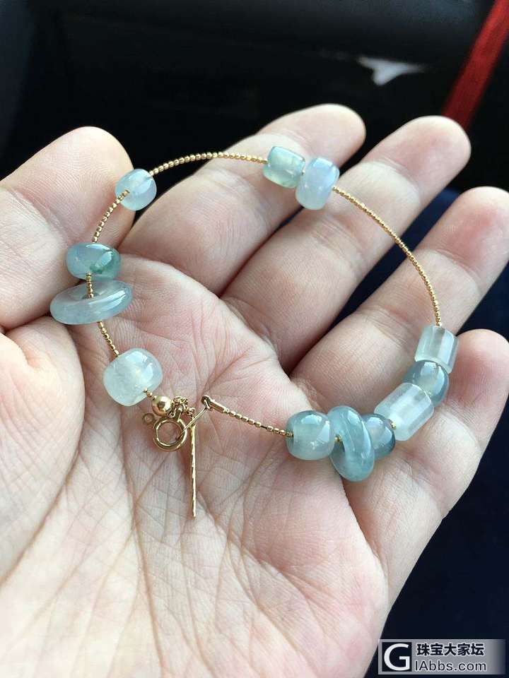 翡翠 冰起光 冰紫飘花 桶珠 配珠  平安扣_手链翡翠