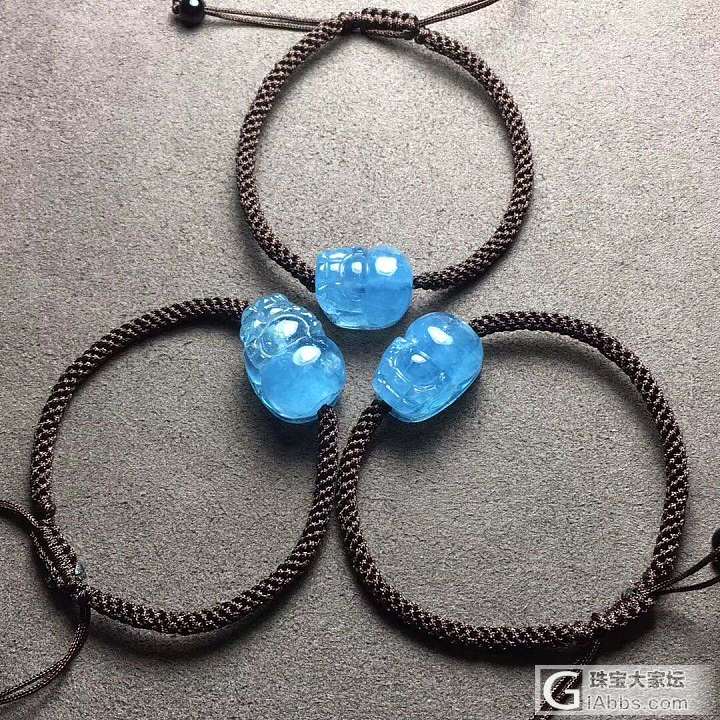 极品海蓝宝纯手工编织，招财貔貅  雕工立体，招财必备，上手美美哒🙏🙏18毫米，特..._手链海蓝宝