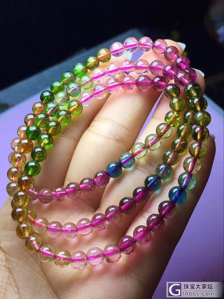 高品质彩虹天然碧玺_珠串碧玺