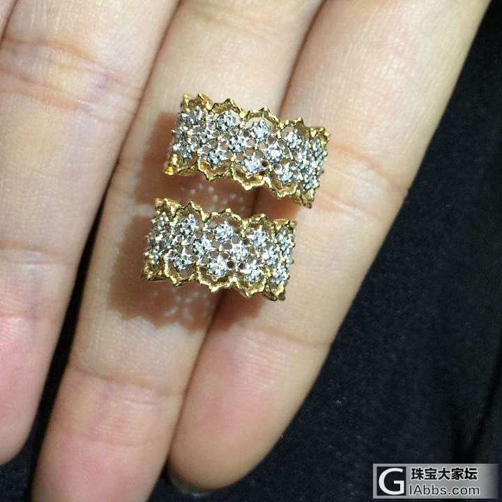 18K白金黄金蕾丝款耳环_耳环钻石