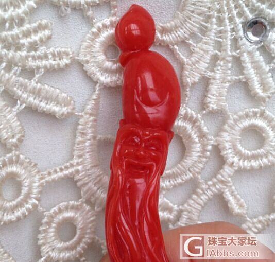 日本阿卡红珊瑚 寿星雕刻件 整料雕刻 天然无优化 雕工细腻 投资收藏_配品珊瑚