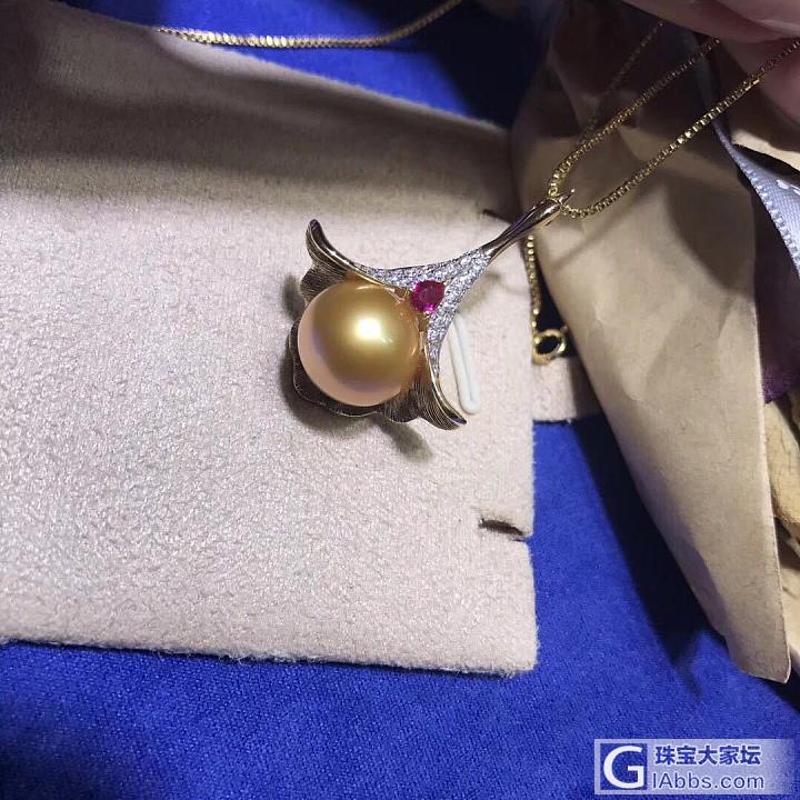 展翅高飞的凤凰鸟，18k金锆石，超级美的成色，这样的浓金色不多有，色浓无比，12..._吊坠海水珍珠