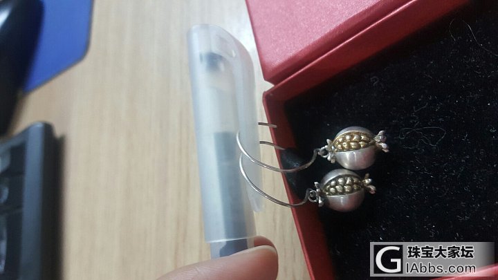 一对写实的银石榴耳珰_耳坠老银