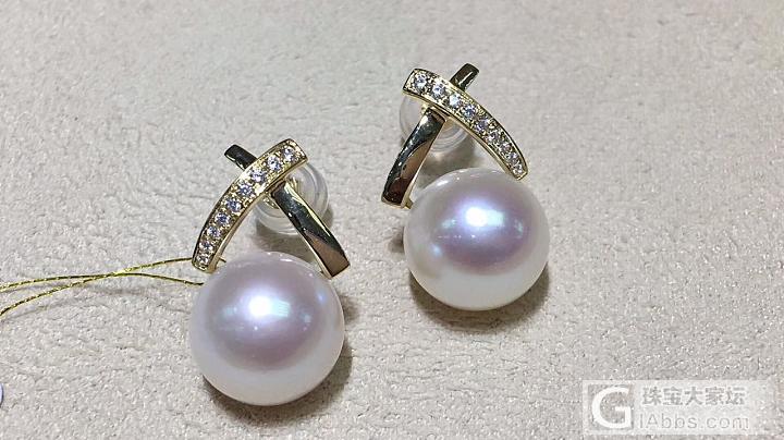 天然珍珠14K金耳钉，9.5-10mm近正圆无瑕，¥1199_珍珠耳钉