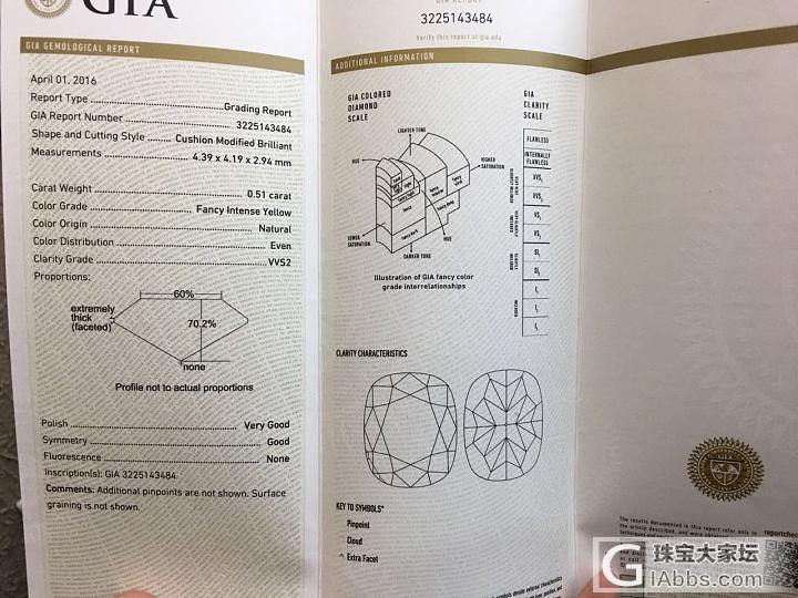 为什么白钻GIA证书那里金灿灿一片而彩钻不是那？_机构证书钻石