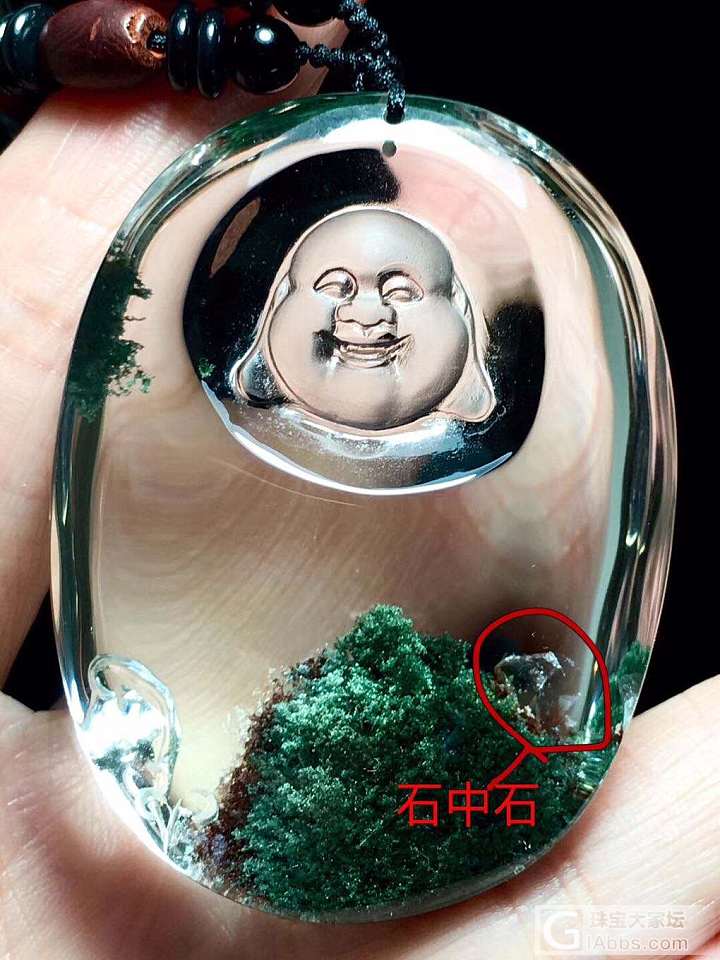 天然绿幽灵银山聚宝盆弥勒佛吊坠🌹 🌹 纯白体，颜色翠绿，形成银山聚宝盆，雕工精湛..._绿幽灵挂件幽灵晶