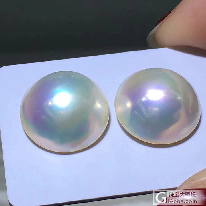 极品马背色光！彩虹🌈光泽！炫彩天空粉蓝青！15-16mm！特价一对1999🉐️_蛋面珍珠