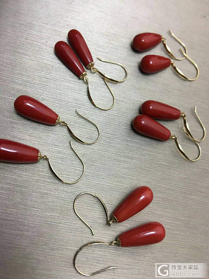 沙丁🐂血大水滴耳坠_耳坠珊瑚