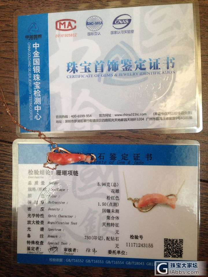 莫莫珊瑚 18k玫瑰金锁骨链 年年有余 天然钻石镶嵌_项链珊瑚