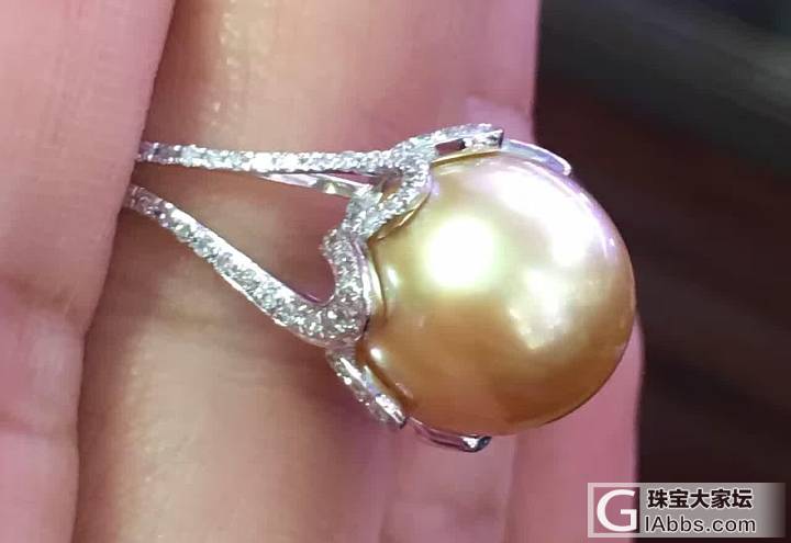 【珍贵】18k金天然钻石镶嵌南洋珍珠戒指 天然有证书 支持复检_戒指海水珍珠