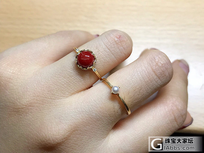 晒晒新做的阿卡珊瑚小戒指～_戒指珊瑚