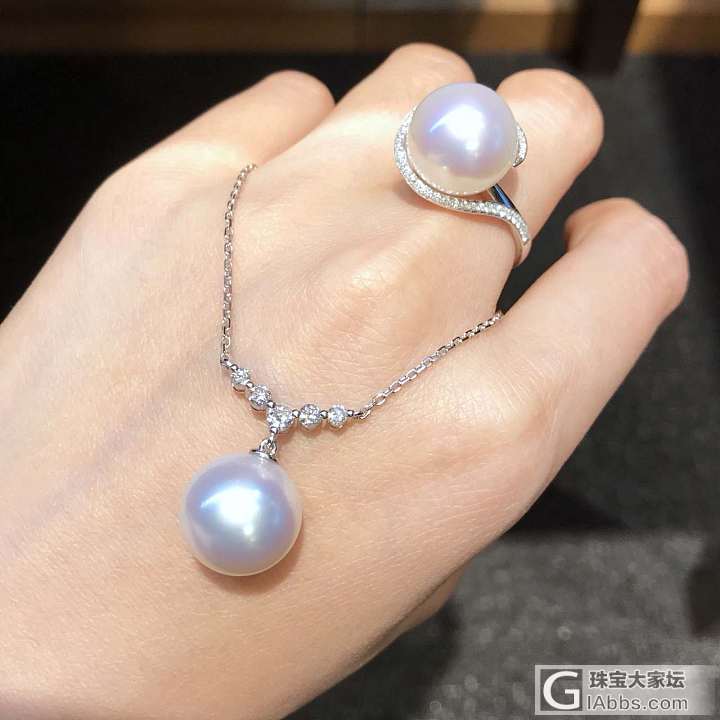一套奥白珍珠新出炉，品质保证，便宜的不要不要的😍😍😍_项链戒指海水珍珠