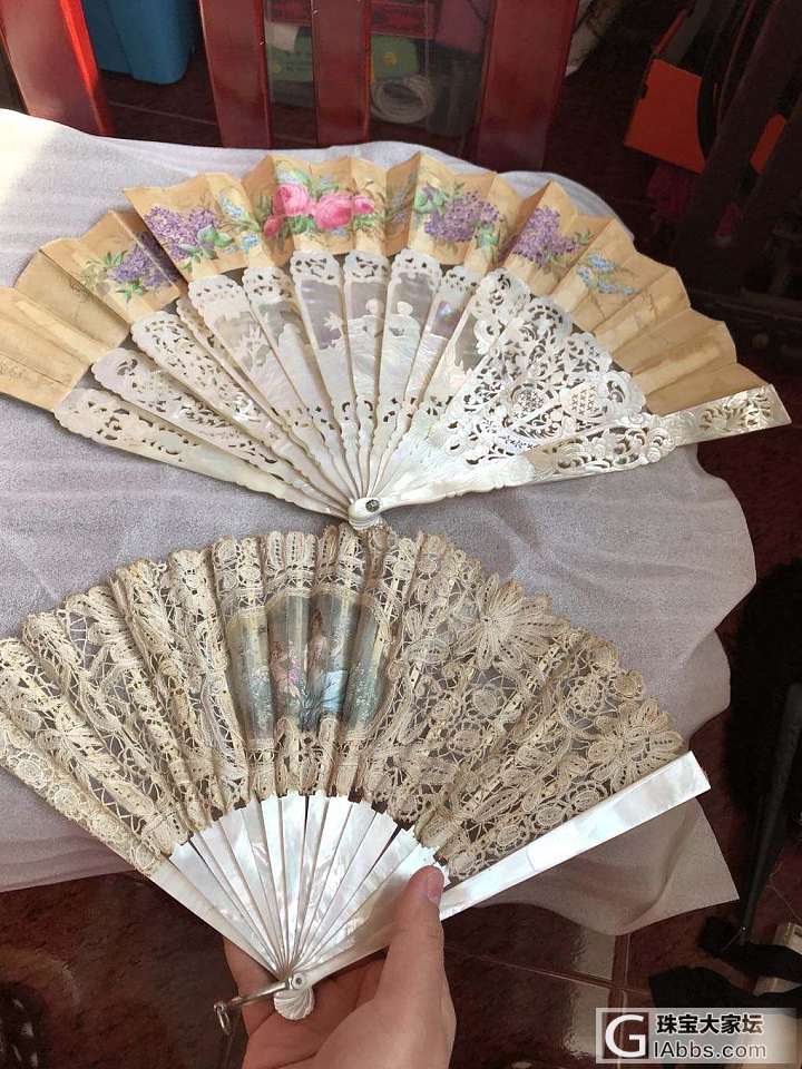 古董扇子到了，天气好把玩下_扇
