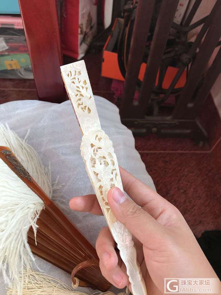 古董扇子到了，天气好把玩下_扇