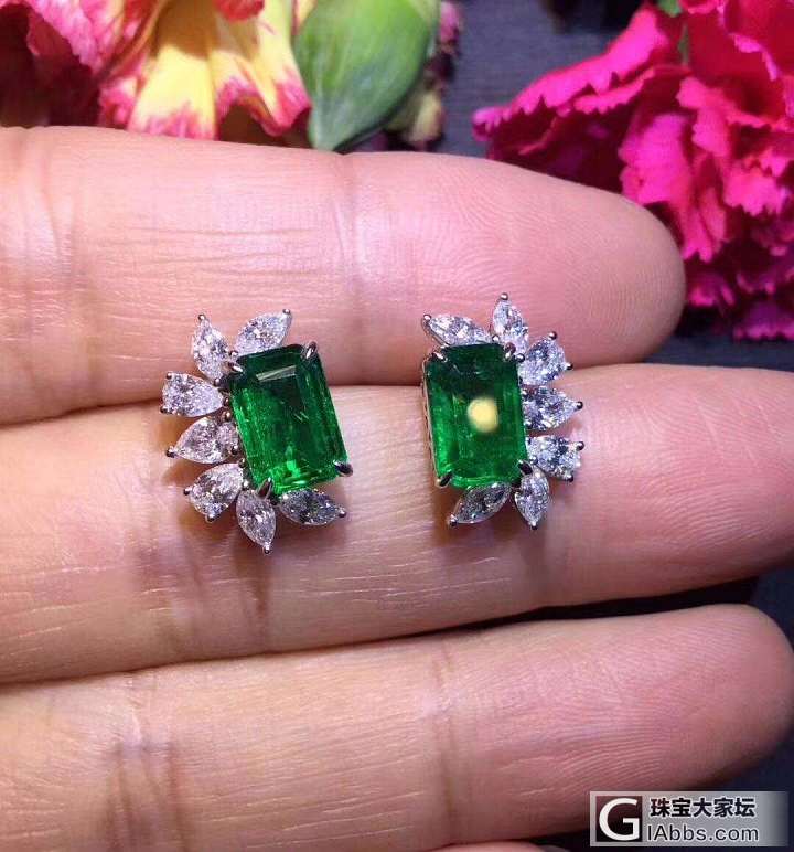 ##中颐旗舰天然祖母绿耳钉##  3.69ct_耳钉祖母绿中颐彩色宝石