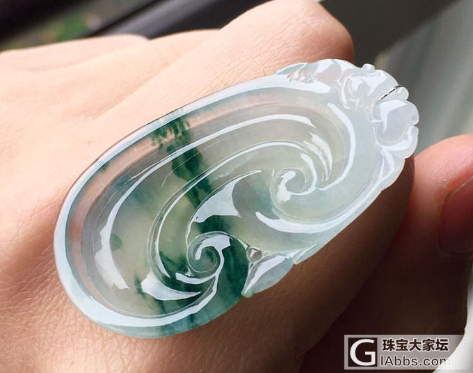 冰飘花翡翠如意2800元！微信dinghefeng607_挂件翡翠