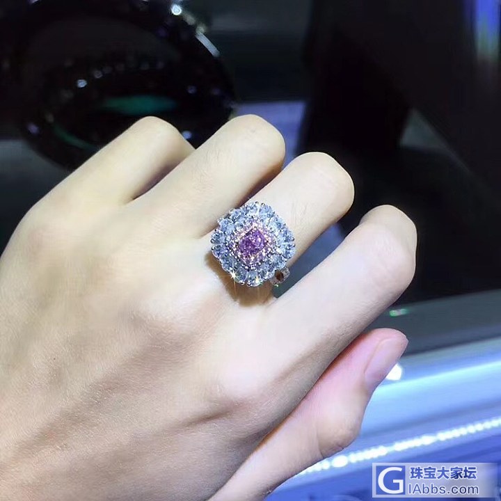 极美的紫粉钻，安特卫普钻石交易所彩宝。_戒指彩钻
