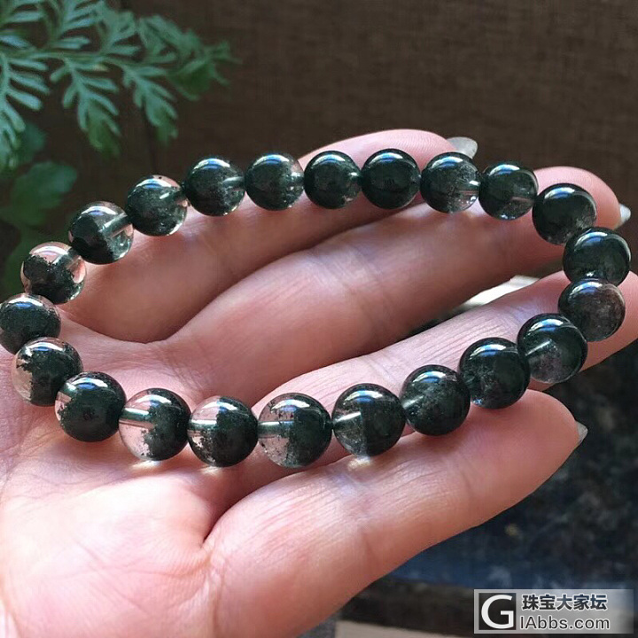 绿幽灵聚宝盆手链，8.6毫米，20克，颜色墨绿大气、最美半盆！晶体纯净、一点点红..._珠串绿幽灵