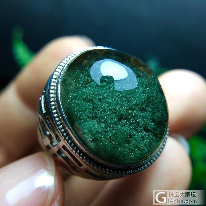 绿幽灵戒指，颜色翠绿，采用高档925纯银活 口镶嵌，晶体干净，景色清晰优美，绿幽..._戒指绿幽灵