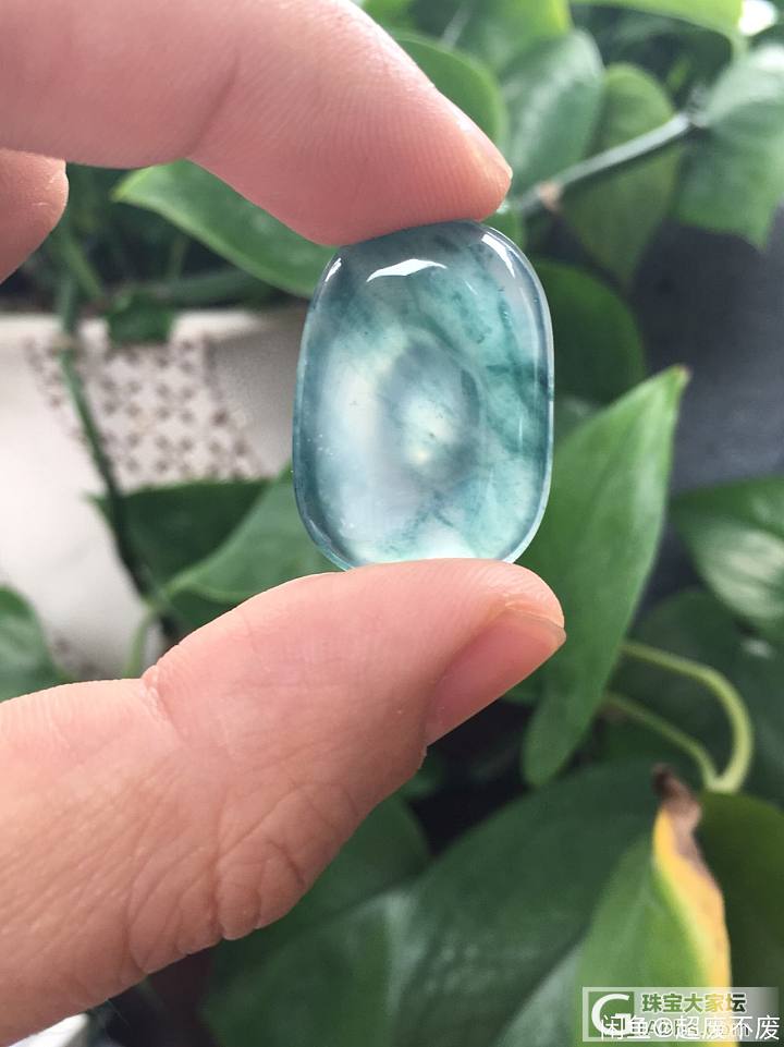 买了一个蓝水飘花福贝_戒面翡翠