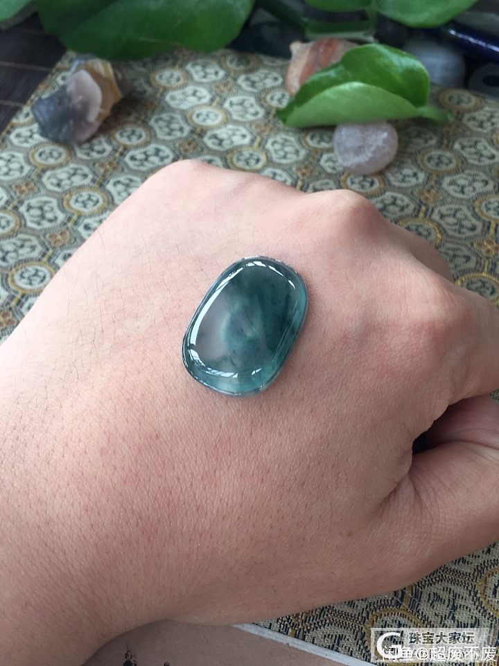 买了一个蓝水飘花福贝_戒面翡翠