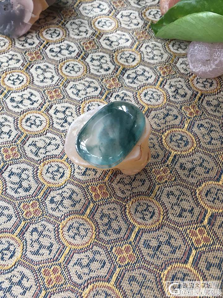 买了一个蓝水飘花福贝_戒面翡翠