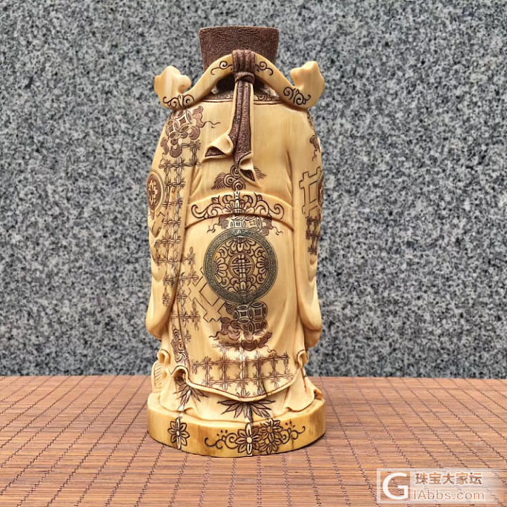 猛犸象牙 纯手工猛犸牙雕摆件 财神爷 月下笛原创设计 文玩鉴赏_摆件猛犸象牙