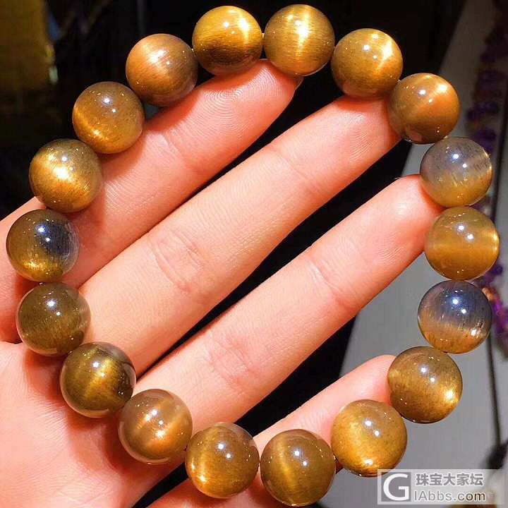 金灿灿的太阳石水晶手链！超美的太阳猫眼非常抢眼，如太阳一般耀眼！！润润的、闪闪的..._珠串太阳石