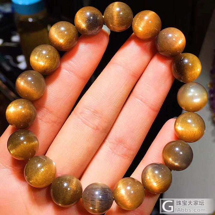 金灿灿的太阳石水晶手链！超美的太阳猫眼非常抢眼，如太阳一般耀眼！！润润的、闪闪的..._珠串太阳石