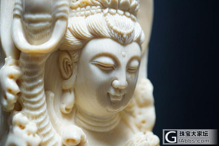 文玩收藏艺术品 时尚珠宝 猛犸象牙纯手工雕刻 蓝皮普贤菩萨 月下笛原创_猛犸象牙挂件牙骨角