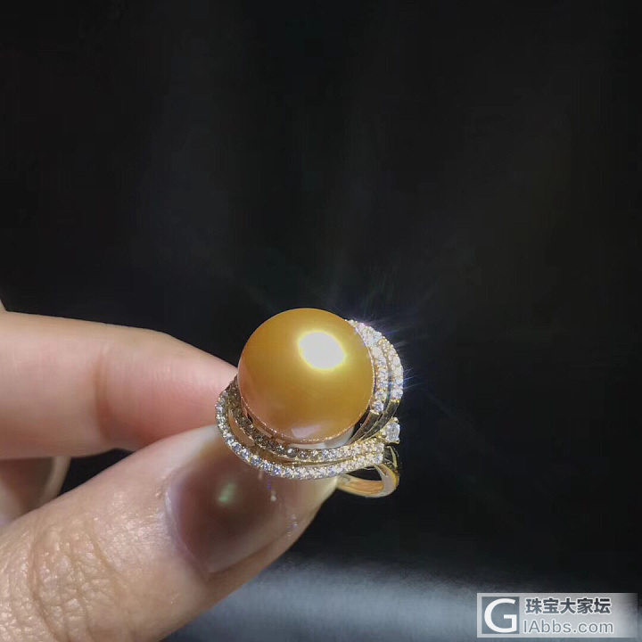 成色好到怀疑人生[捂脸]18k金锆石戒指💍，上手质感满满，13-14mm菲律宾金..._戒指珍珠