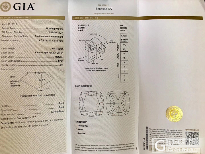 *GIA绿钻*  新货上架 
参数：GIA 0.41CT Fancy Light..._彩钻