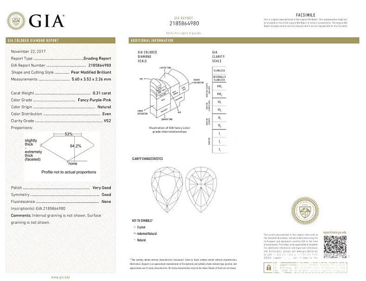 *GIA粉钻*  
参数：GIA 0.31CT FANCY PURPLE-PIN..._异形钻