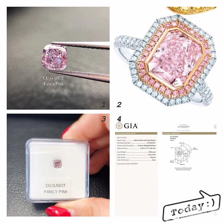 *GIA粉钻*        
参数：GIA 0.58ct Fancy pink..._彩钻