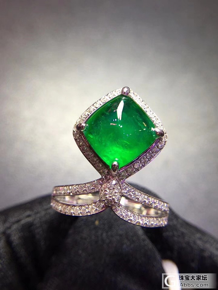 【永恒的爱8号】18k金钻石镶嵌天然祖母绿戒指 主石：3.5ct 华美_祖母绿戒指