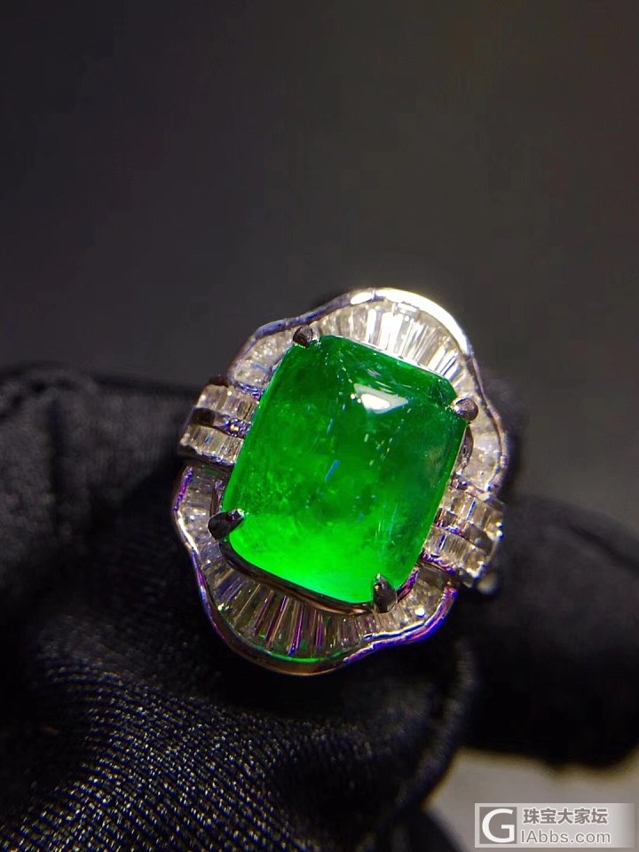 【永恒的爱17号】18k金天然南非钻石镶嵌哥伦比亚祖母绿戒指 3.55ct_祖母绿戒指