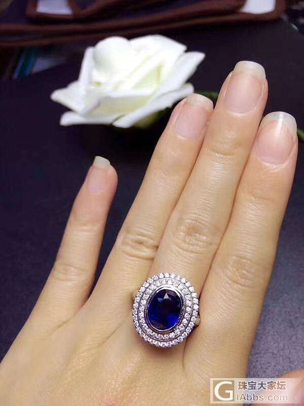 【海洋4号】天然皇家蓝宝石戒指 18k金天然南非钻石镶嵌主石3.4ct_蓝宝石戒指