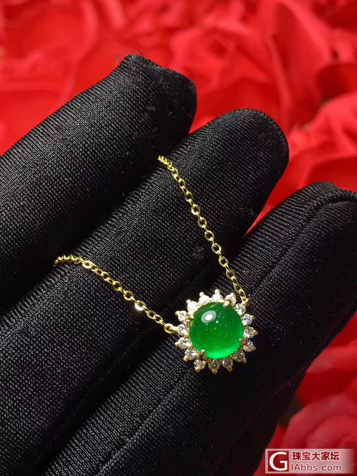 【永恒的爱27号】18K金钻石镶嵌天然祖母绿项链 戴妃款 圆形切割_项链祖母绿
