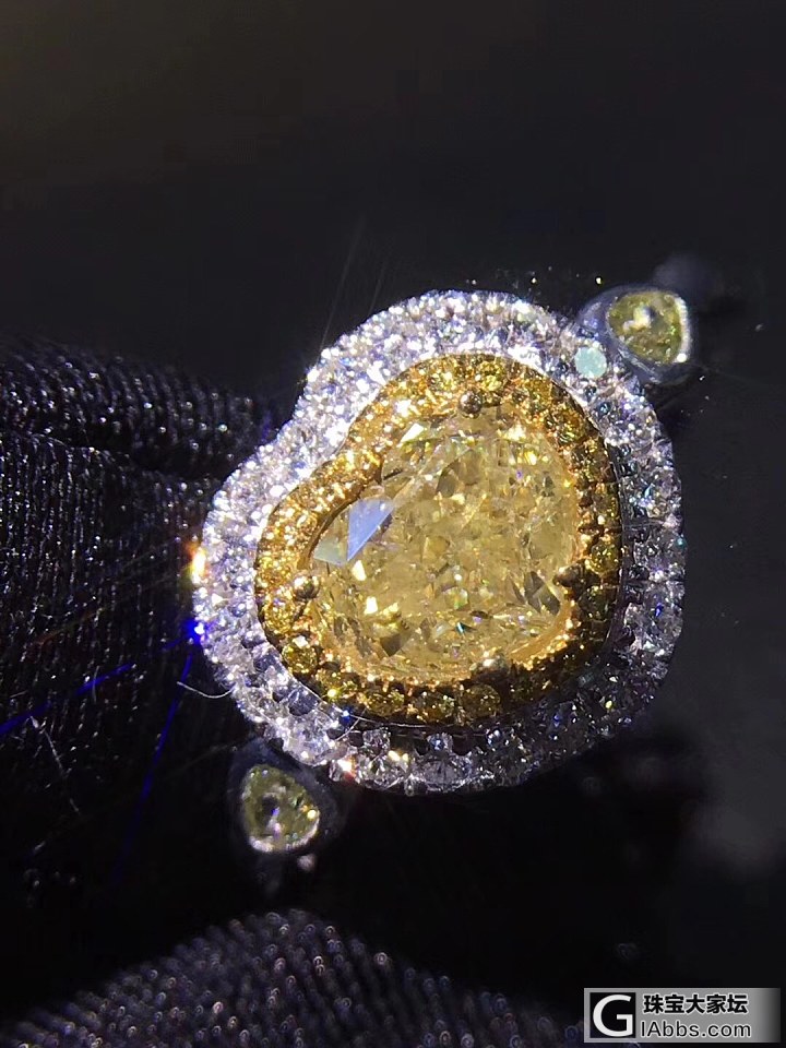 【闪耀2号】1克拉黄钻石戒指 18k金钻石镶嵌 主钻1.005ct_异形钻彩钻戒指