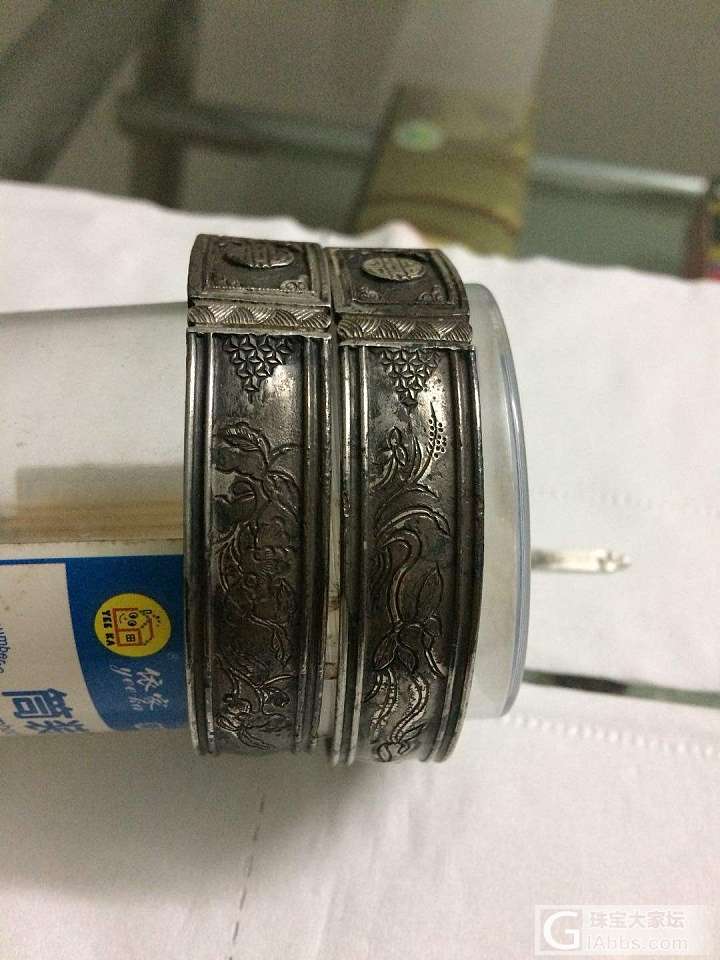 清代中期苏式花鸟镯_手镯老银