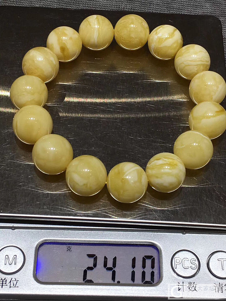 24.1克！14+纯天然俄白花蜜手串，颗颗精选，蜡质浓郁，花纹清晰漂亮，高端白花..._珠串蜜蜡