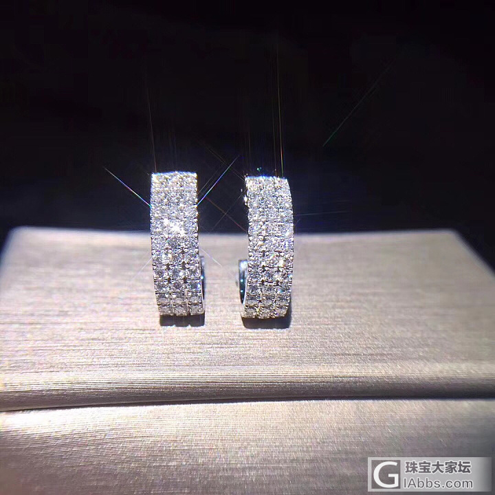 奢华三排钻石耳环_耳环钻石