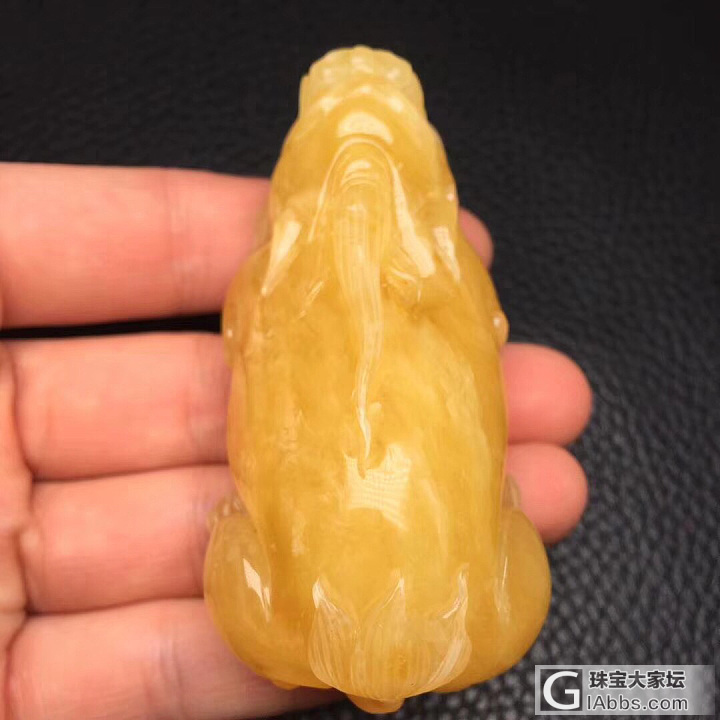 精品满蜜鸡油黄招财貔貅35.7g，克价110¥_挂件蜜蜡