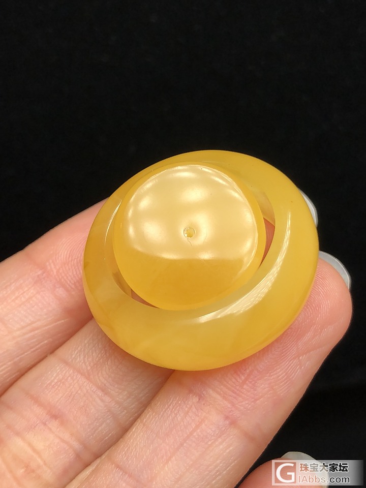 指环套装！18.5圈口蜜蜡鸡油黄！指环也可像图七这样镶嵌做锁骨链美美哒[愉快]最..._戒指蜜蜡