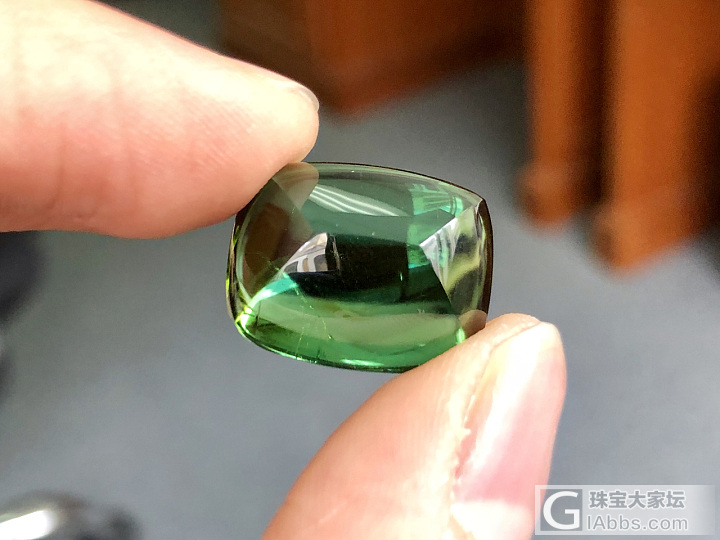 前两天改切的一颗：素面->糖包山_戒面碧玺