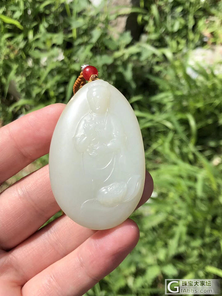 新疆和田玉籽料观音挂件，老熟籽洒金皮，肉质非常舒服，细腻，油性好，一口气皮色！5..._挂件和田玉